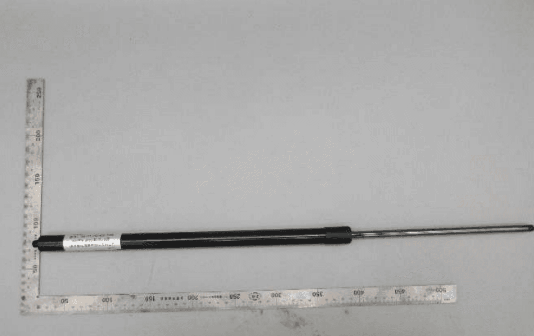 DK heavy-duty gas spring 96h salt spray test result showing zero red rust on main cylinder and piston rod